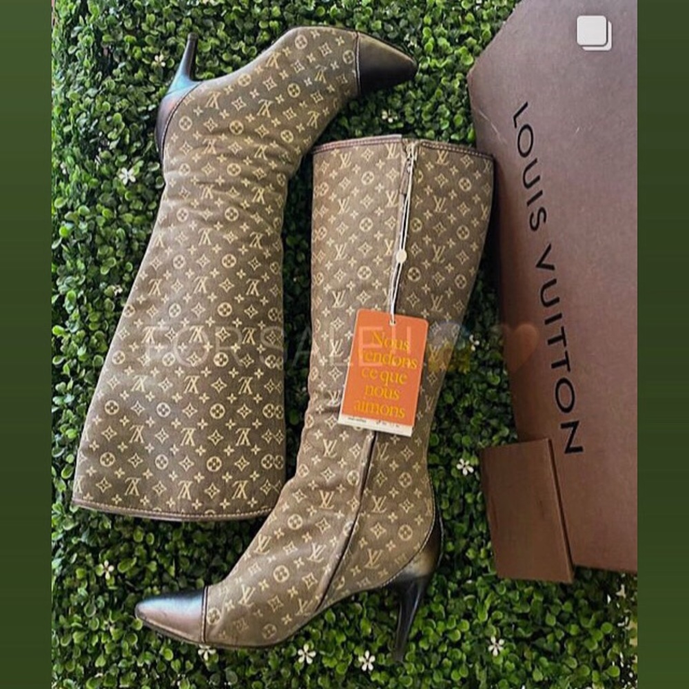 👢Authentic Louis Vuitton leather/cloth boots